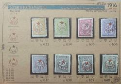 1916 Sürsarjlı Harb Emisyonu Ay ve Beş Köşeli Yıldız Sürşarjlı Posta PUlları 1901 Harici Posta Pulları Üzerine İsfila 633-640 Tam Seri Şarniyerli