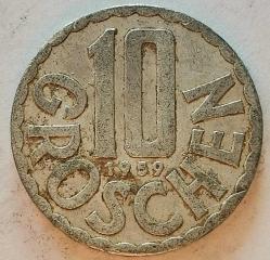 AVUSTURYA  1959   10 GROSCHEN