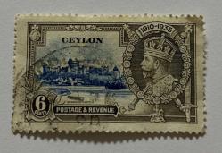 Sri Lanka Pulu - Ceylon Stamp - Mektup Zarfından Kesilmiş / Postadan Geçmiş Pul Filateli - KRAL V GEORGE 1910-1935, 6 PARA - YABANCI PULLAR, NOSTALJİK DOĞUM GÜNÜ HEDİYESİ