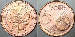 ALMANYA 5 EURO CENT 2017 F HARFİ= STUTTGART DARBI. ÇİL(-) KONDİSYON.