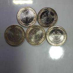 GAZİANTEP GAZİLİK ÜNVANININ VERİLİŞİNİN  100 .YILDÖNÜMÜ HATIRA PARALARI   ÇİL 5 ADET TCM 5554
