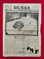Dünya Gazetesi - 10 Kasım 1952 - Mustafa Kemal Atatürk - Tam Gazete