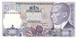 7. Emisyon G85 Serisi 1000 Türk Lirası İlk Yüz Parası