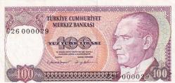 7. Emisyon C26 Serisi 100 Türk Lirası İlk Yüz Parası