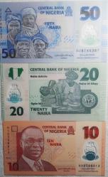 Nijerya  10,20,50  Naıra  3 lü  para  Seti  polimer