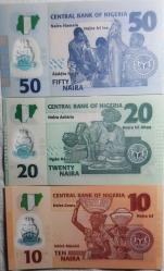 Nijerya  10,20,50  Naıra  3 lü  para  Seti  polimer