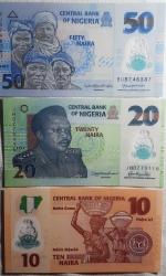 Nijerya  10,20,50  Naıra  3 lü  para  Seti  polimer