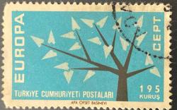 Türk Pulu - Turkish Stamp - Mektup Zarfından Kesilmiş  / Postadan Geçmiş Pul Filateli - DAMGALI - AVRUPA TEMALI PUL, 195 KURUŞ - Türkiye Cumhuriyeti - NOSTALJİK DOĞUM GÜNÜ HEDİYESİ