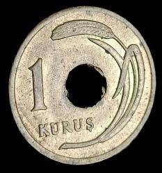 1950 Delikli 1 Kuruş Çil