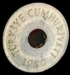1950 Delikli 1 Kuruş Çil