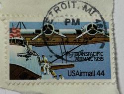 Amerika Birleşik Devletleri Pulu - USA Stamp - Mektup Zarfından Kesilmiş / Postadan Geçmiş Pul Filateli - UÇAK TEMALI, 44 PARA - YABANCI PULLAR, NOSTALJİK DOĞUM GÜNÜ HEDİYESİ