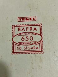 1960 dönemi Tekel Bafra 650 kuruş sigara pakedi açılmamış kapalı dolu çil kolleksiyonluk 11 x 14 cm