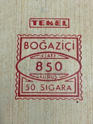1960 dönemi Tekel Boğaziçi 850 kuruş sigara pakedi açılmamış kapalı dolu ÇT kolleksiyonluk 11 x 14 cm