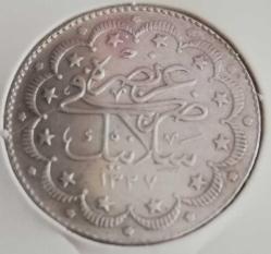 5 MEHMED REŞAD 10 KURUŞ (1327/3) · SELANİK GÜMÜŞ **RRRR** ÇİL SEVİYESİNDE ORİJİNALDİR ÇÇÇ+NADİR