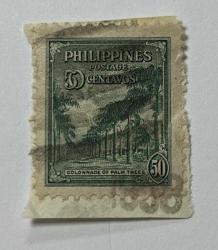 Filipinler Pulu - Philippines Stamp - Mektup Zarfından Kesilmiş / Postadan Geçmiş Pul Filateli - COLONNADE PALMİYE AĞAÇLARI TEMALI PUL , 50 PARA - YABANCI PULLAR, NOSTALJİK DOĞUM GÜNÜ HEDİYESİ