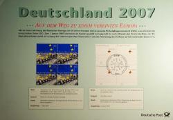 2007 ALMANYA EUROYA GEÇİŞ TANITIM PULLARI ÖNLÜ ARKALI SAYFA 3 ADET 4'LÜ BLOK