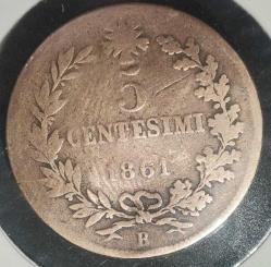 LOT.10 » İTALYA  1861 B    5 CENTESIMI  Darphane işareti 