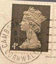 İngiltere Pulu - England Stamp - Mektup Zarfından Kesilmiş  / Postadan Geçmiş Pul Filateli - 6 MAYIS 1968 DAMGALI - KRALİÇE II. ELIZABETH TEMALI PUL, 4 PARA - YABANCI PULLAR -NOSTALJİK DOĞUM GÜNÜ HEDİYESİ