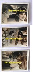 ALTAN ERBULAK'IN EŞİ FÜSUN ERBULAK'IN ORİJİNAL 3'LÜ FOTOĞRAF SETİ- METİN SEREZLİ ve FÜSUN ERBULAK TİYATRO SAHNESİNDEYKEN ÇEKİLMİŞ 3 FARKLI KARE - SİYAH & BEYAZ - 12 x 9 cm EBADINDA, 1970'LER