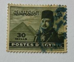 Mısır Pulu - Egypt Stamp - Mektup Zarfından Kesilmiş / Postadan Geçmiş Pul Filateli - KRAL FUAD, 30 PARA - YABANCI PULLAR, NOSTALJİK DOĞUM GÜNÜ HEDİYESİ