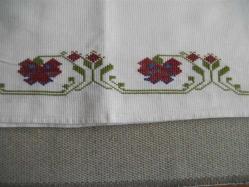 ETAMİN ÜZERİNE KANAVİÇE İŞLEMELİ - ŞARK KÖŞESİ YASTIK ÖRTÜSÜ - 38X200 CM