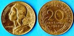 FRANSA 20 CENTIMES 1988