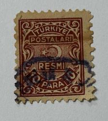 Türk Pulu - Turkish Stamp - Mektup Zarfından Kesilmiş / Postadan Geçmiş Pul Filateli - Damgalı, RESMİ DAMGA PULU, 10 PARA - Türkiye Cumhuriyeti - NOSTALJİK DOĞUM GÜNÜ HEDİYESİ