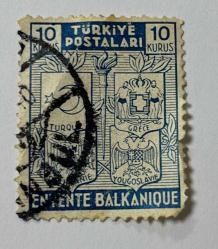 Türk Pulu - Turkish Stamp - Mektup Zarfından Kesilmiş / Postadan Geçmiş Pul Filateli - İstanbul Damgalı, BALKAN ÜLKELERİ, 10 KURUŞ - Türkiye Cumhuriyeti - NOSTALJİK DOĞUM GÜNÜ HEDİYESİ
