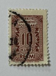 Türk Pulu - Turkish Stamp - Mektup Zarfından Kesilmiş / Postadan Geçmiş Pul Filateli - Damgalı, RESMİ DAMGA PULU, 10 KURUŞ - Türkiye Cumhuriyeti - NOSTALJİK DOĞUM GÜNÜ HEDİYESİ