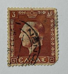 Yunanistan Pulu - Greece Stamp - Mektup Zarfından Kesilmiş / Postadan Geçmiş Pul Filateli - KRAL II.GEORGE, 3 PARA - YABANCI PULLAR, NOSTALJİK DOĞUM GÜNÜ HEDİYESİ