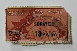 Pakistan Pulu - Pakistan Stamp - Mektup Zarfından Kesilmiş / Postadan Geçmiş Pul Filateli - HARİTA TEMALI, 13 PARA - YABANCI PULLAR, NOSTALJİK DOĞUM GÜNÜ HEDİYESİ