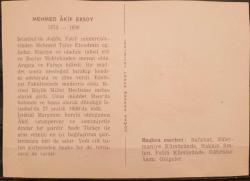 PC.681 MEHMED AKİF ERSOY EDEBİYATÇILAR YAZARLAR SERİSİ ARKA KISMI BİYOGRAFİK BİLGİLER İÇEREN RENKLİ ÇİZİM KARTPOSTAL DOĞAN KARDEŞ YAYINLARI