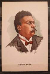 PC.694 AHMED RASİM EDEBİYATÇILAR YAZARLAR SERİSİ ARKA KISMI BİYOGRAFİK BİLGİLER İÇEREN RENKLİ ÇİZİM KARTPOSTAL DOĞAN KARDEŞ YAYINLARI