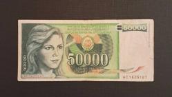 Yugoslavya 50.000 Dinar 1 MAYIS 1988 ÇT Nadir