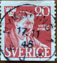 İsveç Pulu - Sweden ( Sverige ) Stamp - Mektup Zarfından Kesilmiş  / Postadan Geçmiş Pul Filateli -  DAMGALI - YAZAR VIKTOR RYDBERG TEMALI PUL, 20 PARA - YABANCI PULLAR-NOSTALJİK DOĞUM GÜNÜ HEDİYESİ