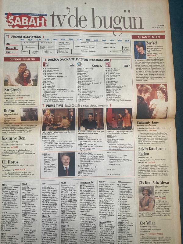 SABAH MELODİ GAZETESİ VE SABAH TELERAMA GAZETESİ 11 Nisan 1997  