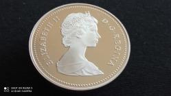 1987 KANADA 1 DOLLAR - DAVİS BOĞAZI'NIN KEŞFİ; 400. YILDÖNÜMÜ HATIRASI , GÜMÜŞ