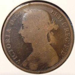 İngiltere-1 Penny-1890-Kraliçe Victoria-Bronz-Temiz