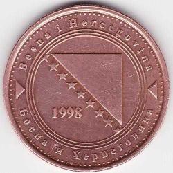Bosna Hersek-50 Feninga-1998-Bakır Kaplı Çelik-ÇT