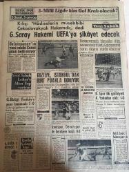 YENİ SABAH GAZETESİ 14 EKİM 1963 YIL :26 SAYI :8831---Seçimlere İstanbul da Altı Parti Birden İştirak Ediyor --Bn Nh çürük yumurta ile taşlandı --19 Yaşında 8 kocalı bir kadın yakalandı ---İzmir de dün jetlerin gösterisi parlak oldu ---Mut 'ta trafik kazasında  6 kişi can verdi ---Muhafazakarların yeni liderinin kim olacağı belli olmadı ---Bir kitabın düşündürdükleri :Siyavuşgil ---Başkan Bin Bella Cezayir de Askeri Harekatın Sona Erdiğini Bildirdi ---R.Taylor un başı üvey kızı ile derde girdi --Sinema :Çin-Çin ,Zır Deliler --Kılıç :Hadiselerin müsebbibi Çekoslovakyalı Hakemdir dedi ---Galatasaray Hakemi UEFA ya şikayet edecek ---Göztepe İstanbul dan dört puanla dönüyor ---G.Birliği Feriköy e şans tanımadı :1-0--Su Topunda AD.Demirspor Şampiyon --İzmirspor ,Demirspor ile berabere kaldı :0-0--B.Spor ilk galibiyeti K.Yakadan aldı :1-0--