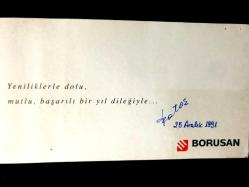 Borusan 1991 yılı, bayram tebriği - Efemera