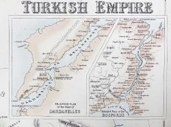 [ÇANAKKALE VE İSTANBUL BOĞAZLARI VE MISIR PARÇALI OSMANLI İMPARATORLUĞU HARİTASI] Turkish Empire, A[rchibald]. Fullarton & Co, Edinburgh, London & Dublin, 1872. 1. Continuation of Map Part of Upper Egypt 2. Enlarged Plan of the Strait of Dardanelles 3. Enlarged Plan of the Bosporus