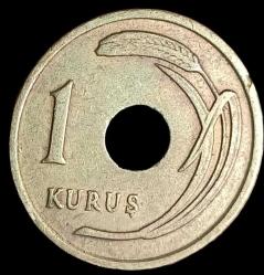 1951 Delikli 1 Kuruş Çil