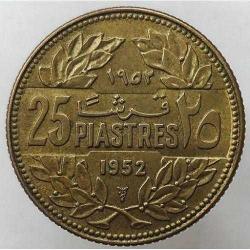 Lübnan-25 Piastre-1952-Alüminyum/Bronz-Temiz