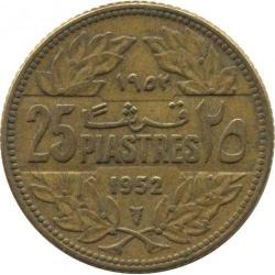 Lübnan-25 Piastre-1952-Alüminyum/Bronz-Temiz