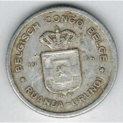 Belçika Kongosu Ruwanda/Urundi-50 Centimo-1954-Alüminyum-NADİR ÜRÜN -Temiz