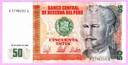 LOT.4 » Peru, 50 Intis, 1987, A-prefix, P-131, UNC ÇİL