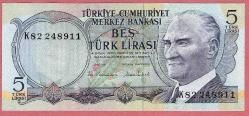 LOT.18 » TURKEY 6. EMISYON 5 TL PREFIX--- K  ----UNC ÇİL