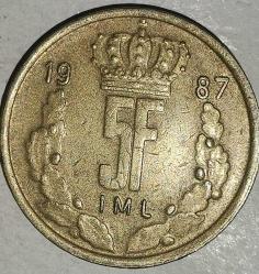 LUKSEMBURG 1987  5 FRANK