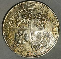 İTALYA 1993  200 LİRE   HATIRA  70. Yıldönümü - Askeri Havacılık